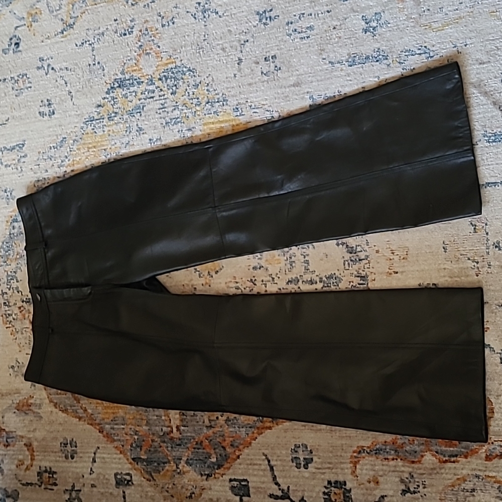 Wide Leg Cropped Leather Pants